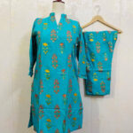 Two Pieces Women's Stitched Linen - Blocked Printing